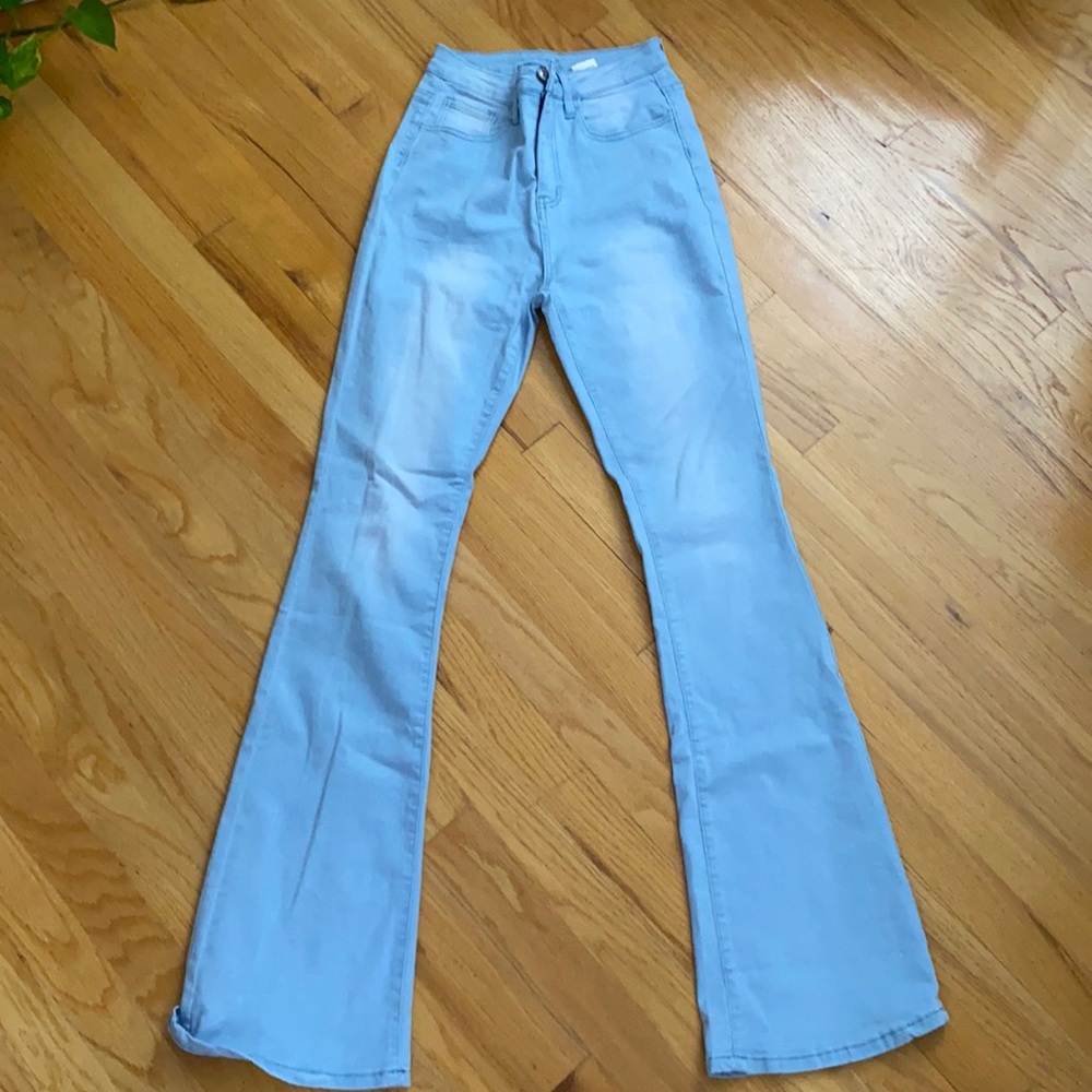 SHEIN Stonewash High-Rise Flare Jeans